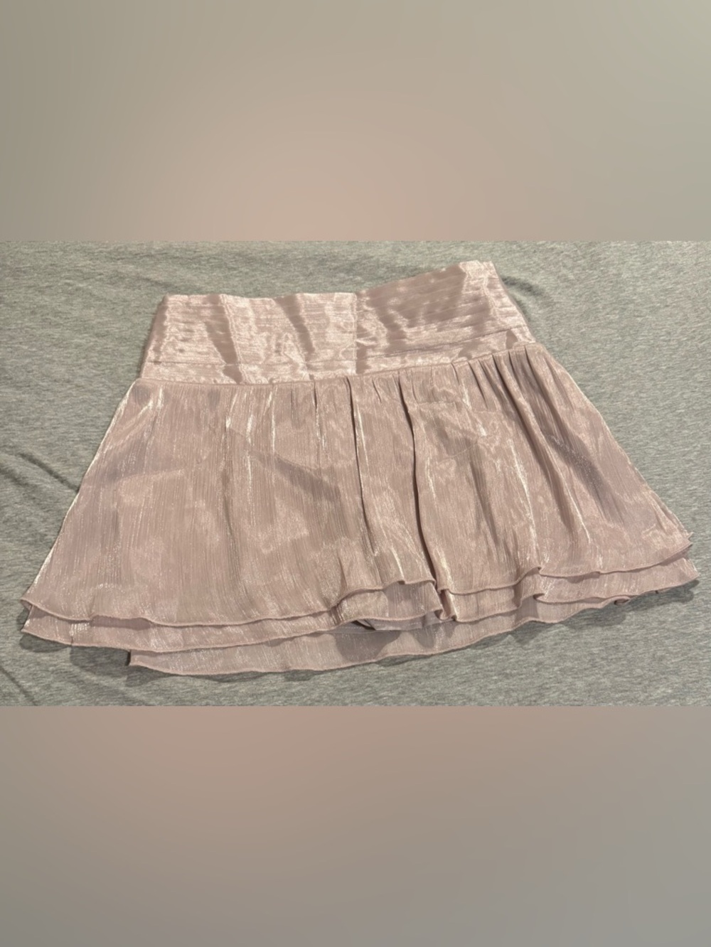 Le Lis Metallic Blush Pink Tiered Skater Skirt